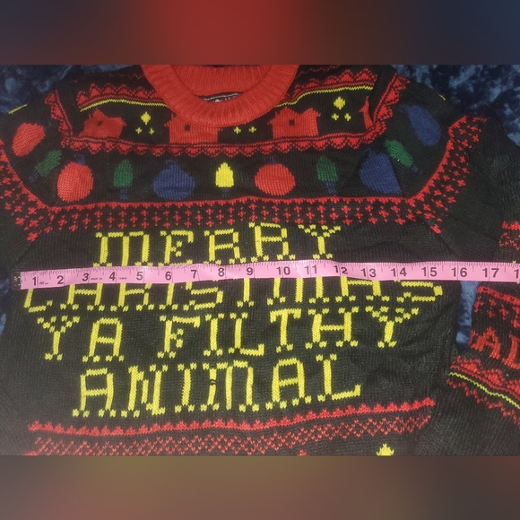 Home Alone Ugly Christmas Sweater, "Merry Christmas Ya Filthy Animal" Men's XS - Picture 4 of 7